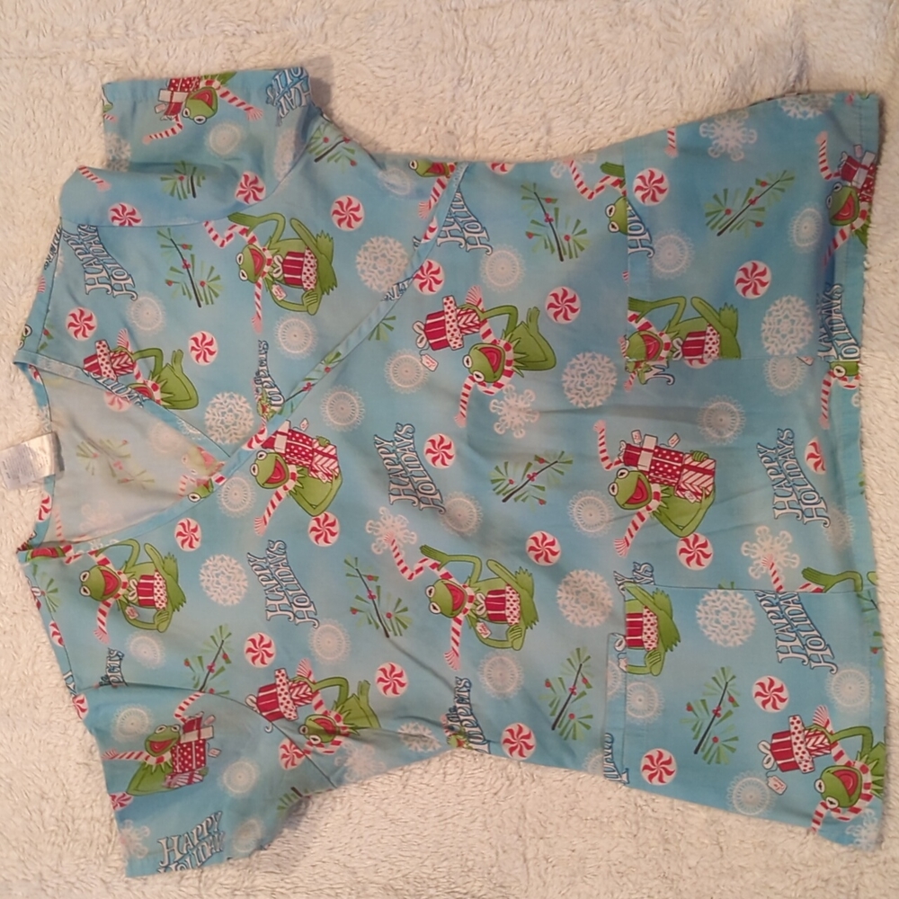 Kermit Christmas scrub top